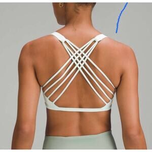 Lululemon Free To Be Strappy Back Yoga Sports Bra White Criss Cross Size 4